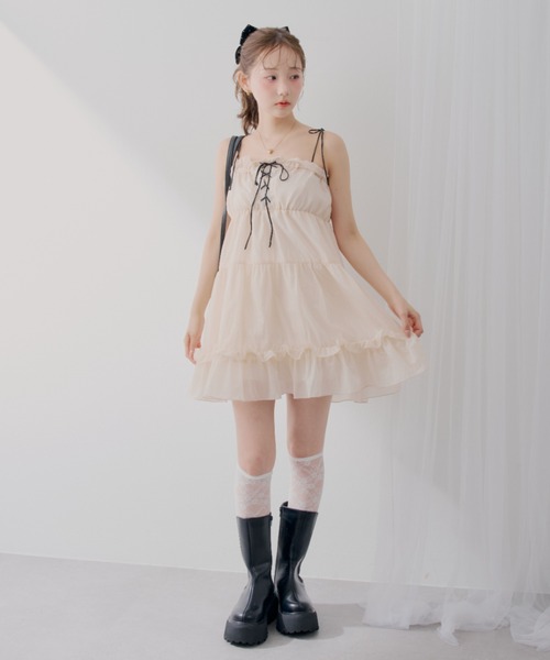 「continuer de NICE CLAUP」 キャミソールワンピース FREE ベージュ レディース_画像7