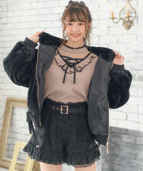 ROJITA（ロジータ） ジャケット ブルゾン レースアップファーブルゾン