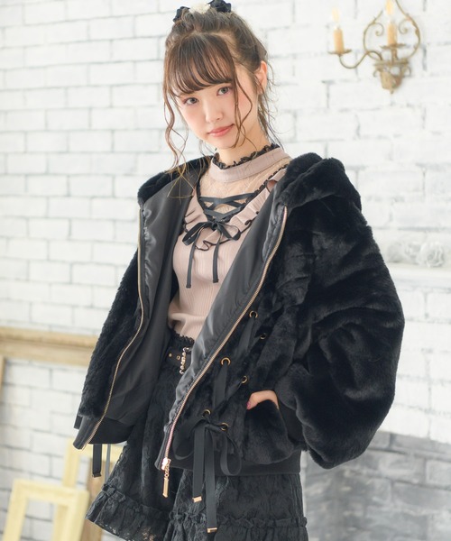 ROJITA（ロジータ） ジャケット ブルゾン レースアップファーブルゾン