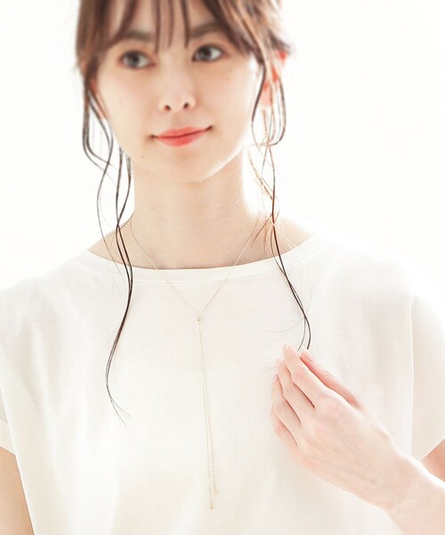 美品★4℃ K10 PG ネックレス ジルコニア ペアシェイプ 雫 COCOSHNIK（ココシュニック） ネックレス K10ペアシェイプ切子