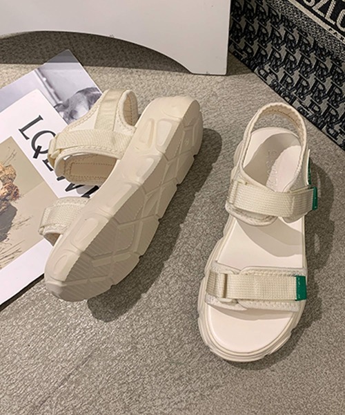 shopnikoniko サンダル ダッド スポーツサンダル 厚底 フラット