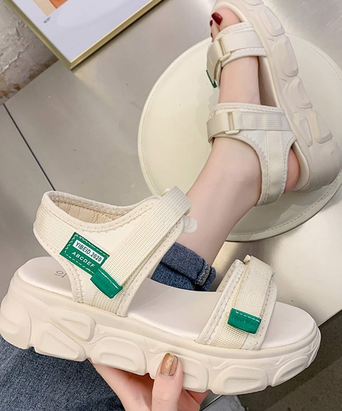 shopnikoniko サンダル ダッド スポーツサンダル 厚底 フラット