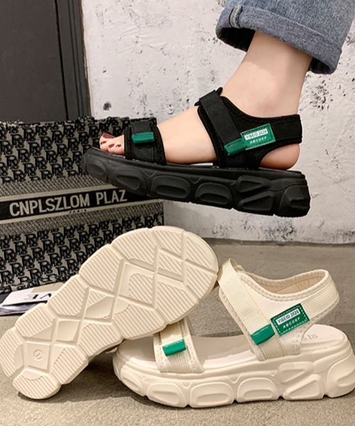 shopnikoniko サンダル ダッド スポーツサンダル 厚底 フラット