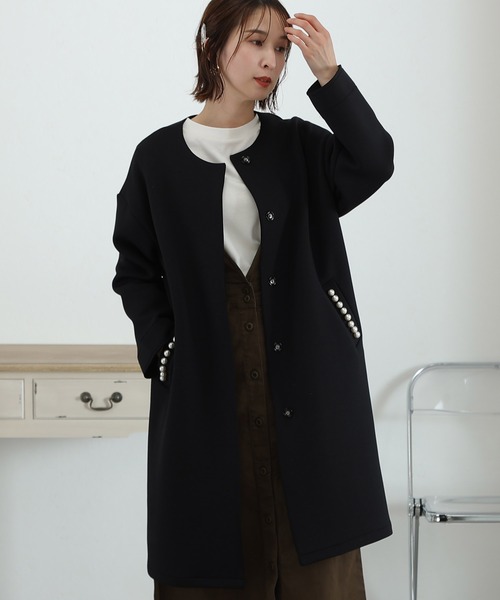 ElegChic ジャケット テーラードジャケット パール デザイン ノー