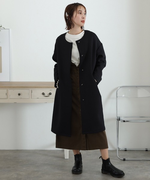 ElegChic ジャケット テーラードジャケット パールデザインノーカラー