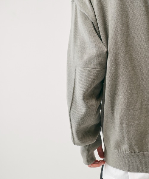 AOURE モックネックニット　グレー　羊毛100% JIGGYS SHOP セーター ニット モックネック ワッフル畦編み