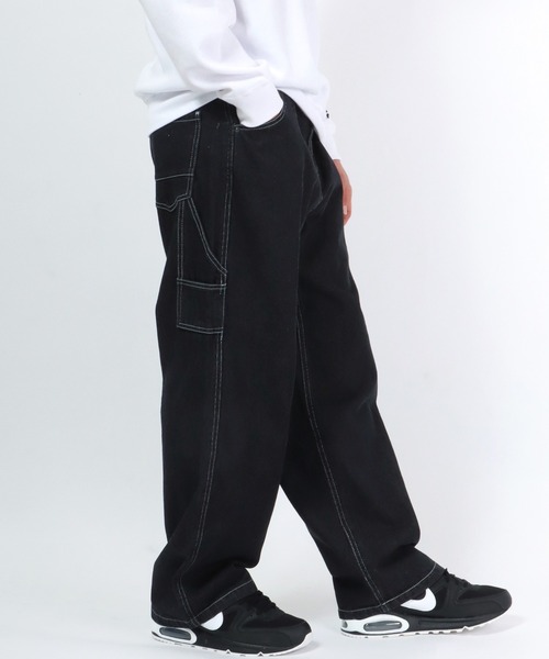 ペインター デニムパンツ M〜XL ワイドレッグ 大きいサイズ】DUNGAREES ワイドペインターパンツ/デニム