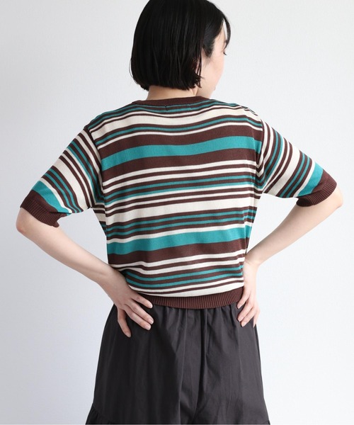 cepo（セポ） ニット セーター マルチボーダー クルーネックサマー