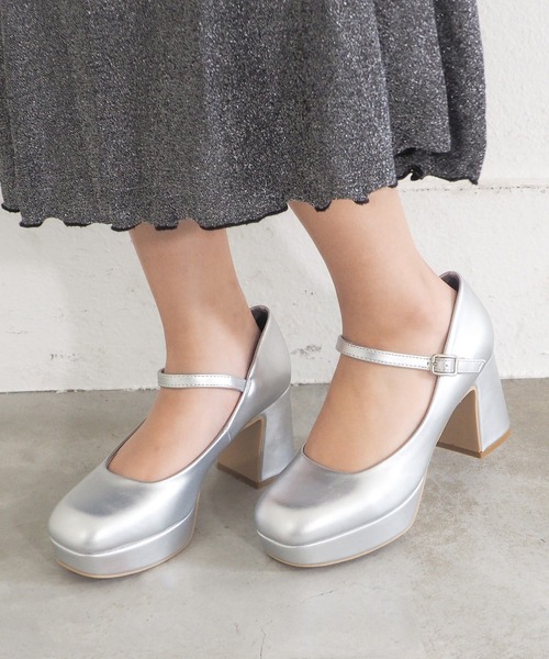 byあしながおじさん パンプス 厚底チャンキーストラップパンプス