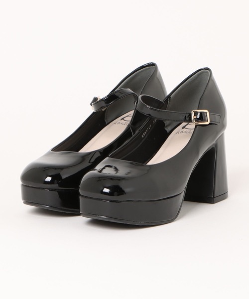 byあしながおじさん パンプス 厚底チャンキーストラップパンプス