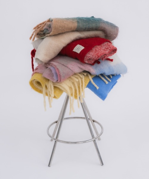 マフラー・ストール FABIELLO Sheering check muffler (pink) HER CLOSET マフラー ストール 「shemoshelly」ふわふわフリンジ