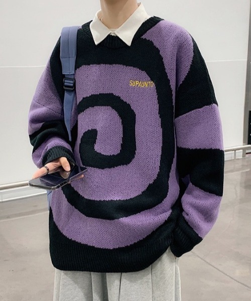 B.R.U セーター ニット 1枚でおしゃれに主役級渦巻ニット/ぐるぐる  