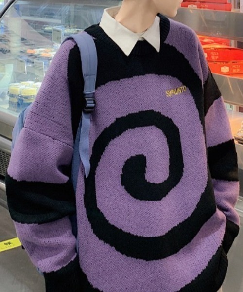 B.R.U セーター ニット 1枚でおしゃれに主役級渦巻ニット/ぐるぐる  