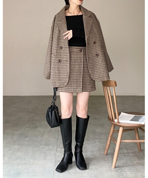 William Brown ブラウザグレンチェック テーラードジャケット&ベスト She's Closet セットアップ グレンチェックテーラードジャケット