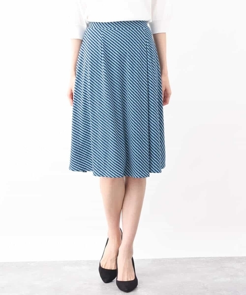 OFUON（オフオン） スカート 幾何柄フレアースカート/洗える