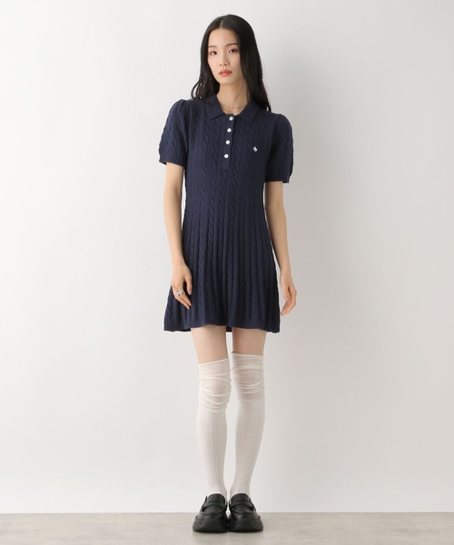 Heather ポロワンピース 半袖 レッド ポロワンピース（Heather／ファッション）（性別：レディース