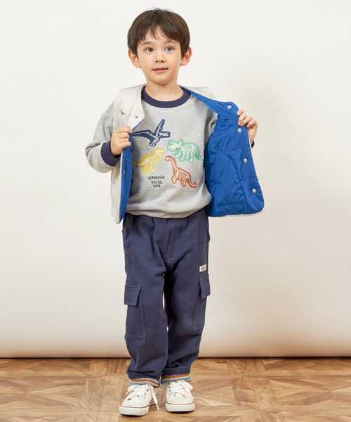 KP BOY（ケーピーボーイ） ベスト 恐竜リバーシブル裏ボア中綿ベスト
