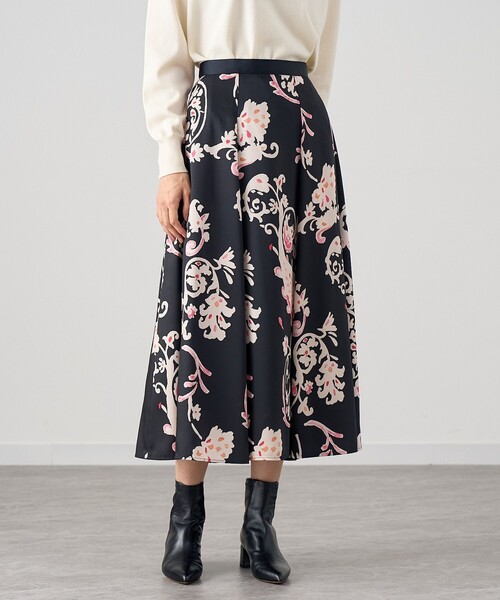 ANAYI（アナイ） スカート アラベスクプリントタック スカート