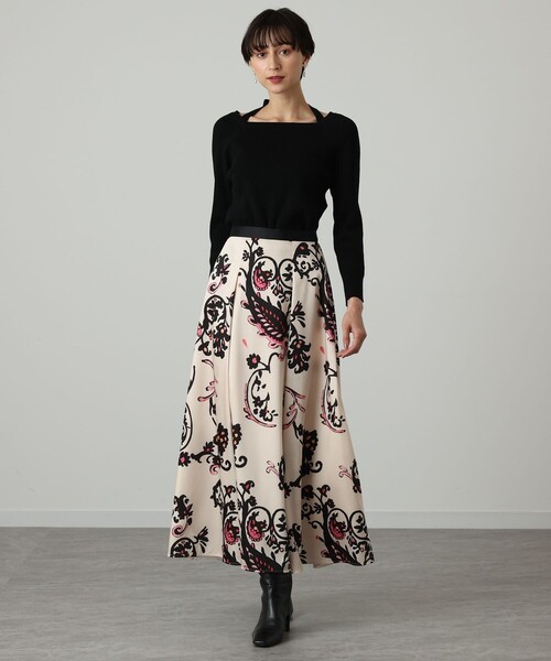 ANAYI（アナイ） スカート アラベスクプリントタック スカート