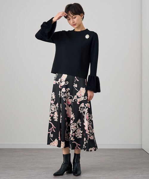 ANAYI（アナイ） スカート アラベスクプリントタック スカート