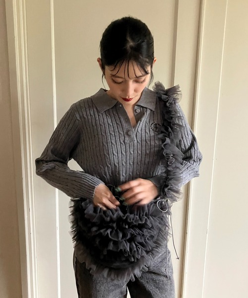 アズノゥアズas know as セーター1超可愛セットアップ AS KNOW AS（アズノゥアズ） ニット セーター ワンポイントロゴ刺繍 衿
