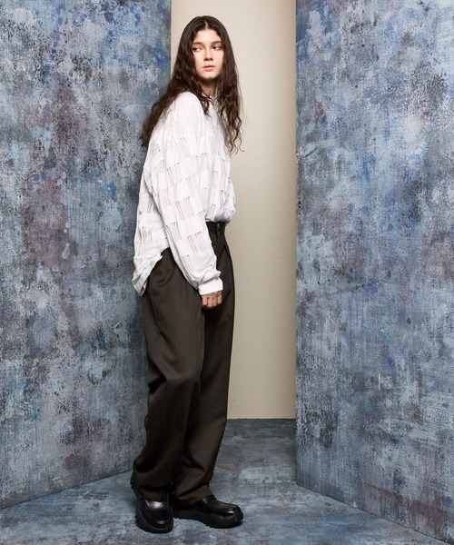 MAISON SPECIAL メッシュニット ホワイト UNISEX》Prime-Over Random Mesh Crew Neck Knit T-shirt