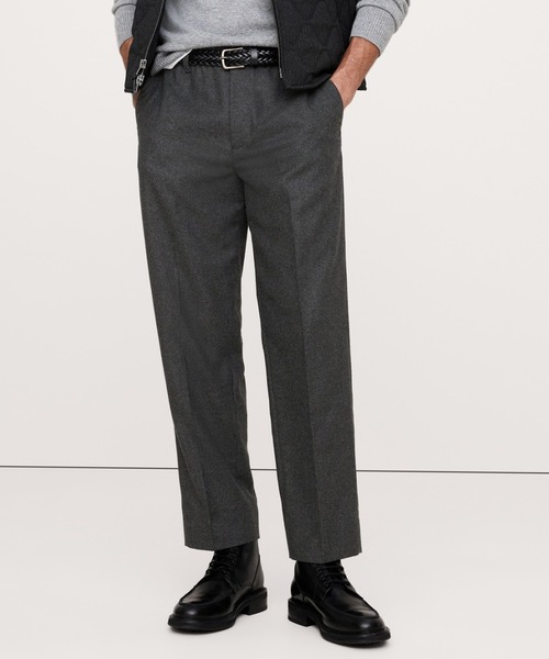 スラックス テーパード イタリアン フランネル プルオンパンツ メンズ