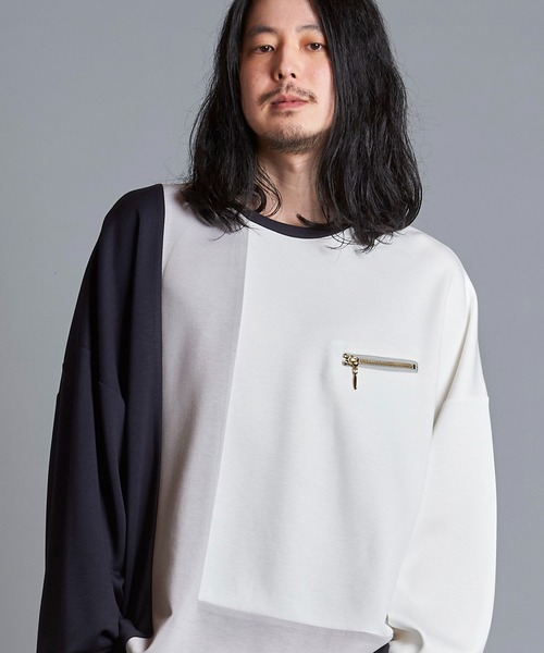 ノーアイディー（NO ID．）/チェンジングC/N−PO(プルオーバー) NO ID.（ノーアイディー） tシャツ 「NO ID.」Changing Zip Crew-Neck
