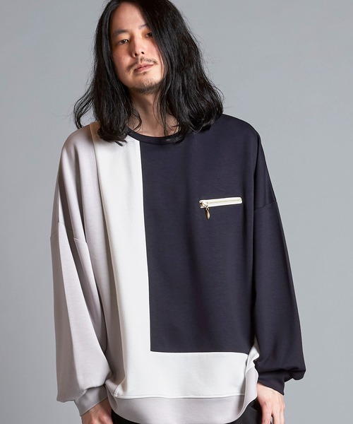 NO ID.（ノーアイディー） tシャツ 「NO ID.」Changing Zip Crew-Neck