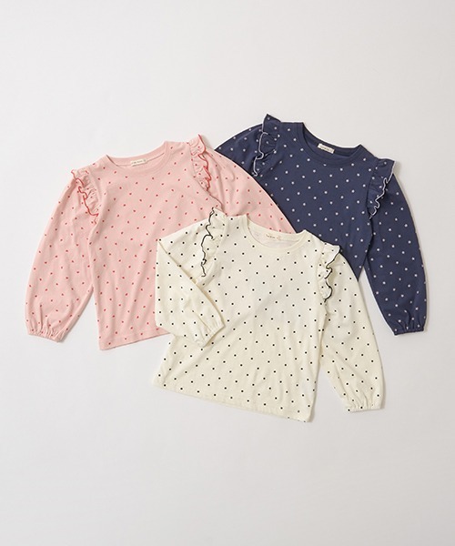 tシャツ 「型崩れしないやわらかコットン」フリル付きボリューム  