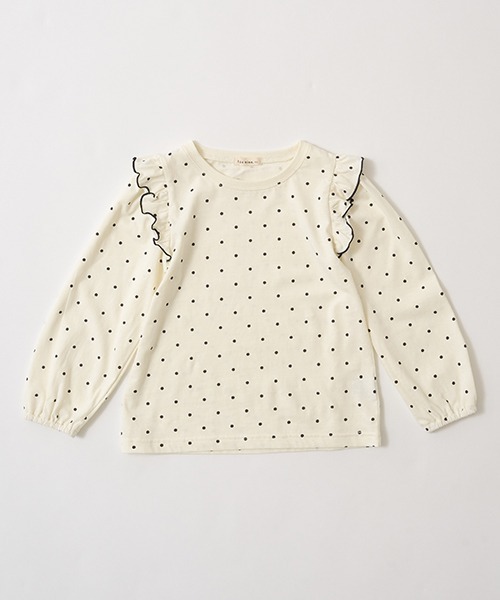 tシャツ 「型崩れしないやわらかコットン」フリル付きボリューム  