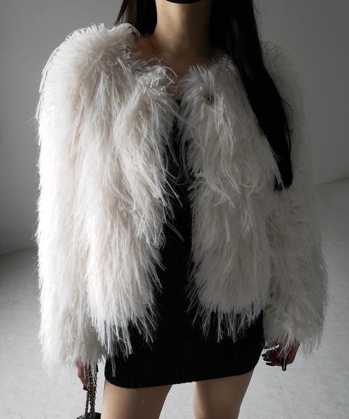 ジャケット・アウター M me eme 2way luxe faux fur coat white me+em select（ミームセレクト） コート アウター 「 2color