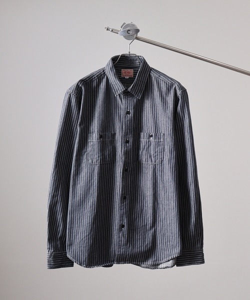 POCKET HICKORY LOOSE LONG SLEEVES SHIRTS ポケット ヒッコリー ストライプ ルーズ 長袖 シャツ BOHEMIANS ボヘミアンズ JAPAN BIG MIKE シャツ ヒッコリーストライプ / HICKORY STRIPE SHIRTS