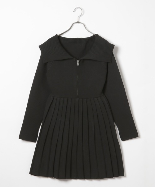 Heather ワンピース ZIPプリーツニットミニワンピース 286158