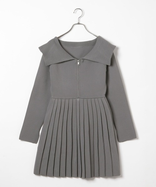Heather ワンピース ZIPプリーツニットミニワンピース 286158