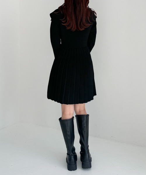 Heather ワンピース ZIPプリーツニットミニワンピース 286158