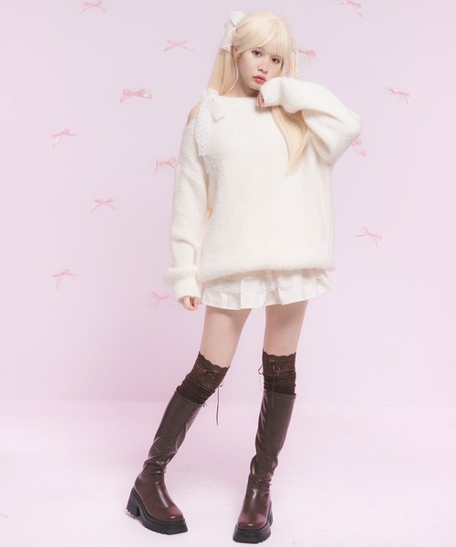 DearMyLoveRose（ディアマイラブローズ） 靴下 レースリブニー