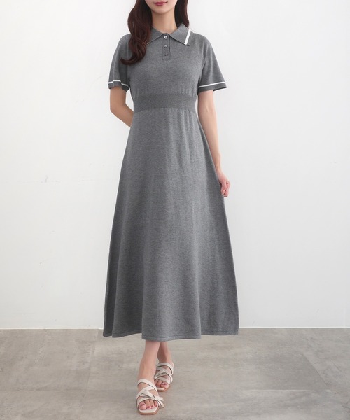 ポロタイプのワンピース FRAY I.D ワンピース オープンカラーポロセットワンピース