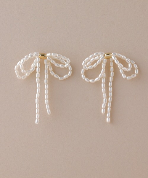 CALIN STANDARD ピアス 金属アレルギー対応「ecru」 パールリボン