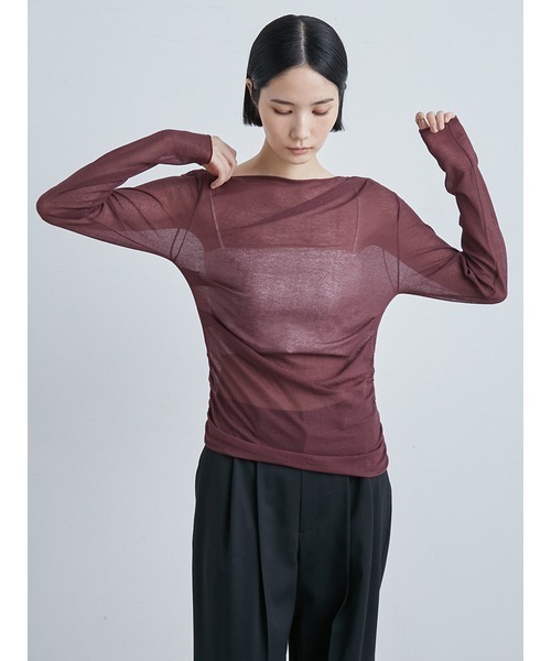 tシャツ アシンメトリーギャザーＴＯＰＳ レディース