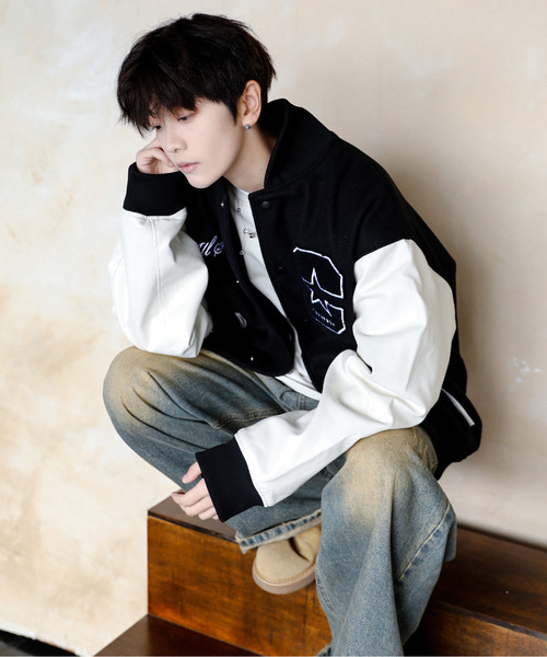 【未開封】TWS ソウルコンペンミ スタジャンジャケット M トレカ付 即発送 CONVERSE（コンバース） スタジャン MEDIUM グリーン メンズ