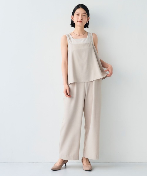 marimo♪　リネンサロペット セール】blue willow コットンリネン平織り サイドボタン