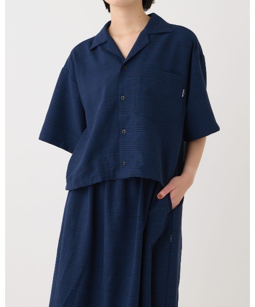 ブラウス シャツ 「THOUSAND MILE」SHORT SLEEVE SHIRT LINEN LIKE CHECK ショートスリーブシャツ　リネン