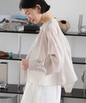ブラウス シャツ 半袖 シアーショート丈ブラウ...の詳細画像3