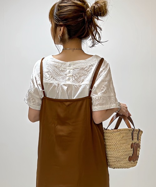 ブラウス シャツ ペイズリー刺繍ブラウス レディース antiqua ブラウス シャツ ペイズリー刺繍ブラウス レディース
