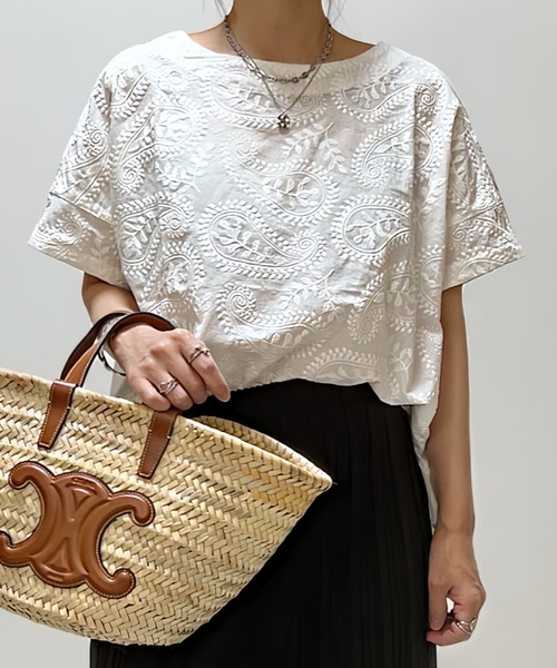 ブラウス シャツ ペイズリー刺繍ブラウス レディース LBC ブラウス シャツ ペイズリー刺繍ブラウス レディース
