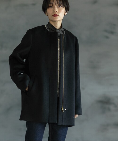 「OPAQUE.CLIP」 ノーカラーコート 38 グレー レディース_画像5