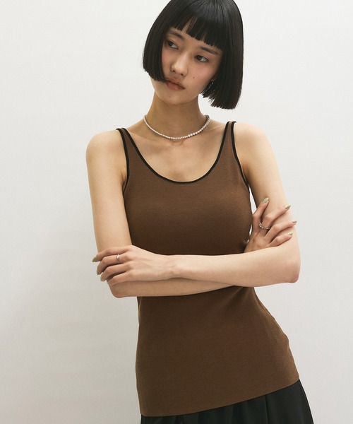 ADAM ET ROPE' FEMME カップ付きカラーブレードキャミソール OUR