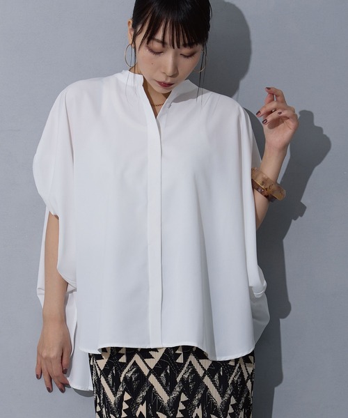 web限定アイテム NICOLE レディース 袖タックブラウス シャツ ブラウス white トップス