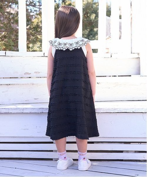 ワンピース フリルニットレースキャミワンピース「子供服」「キッズ